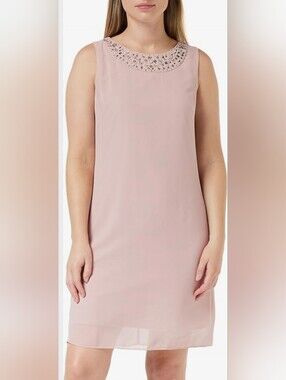 SLNY Blush Pink Sleeveless Jewel-Neck Shift Mini Dress Size 12